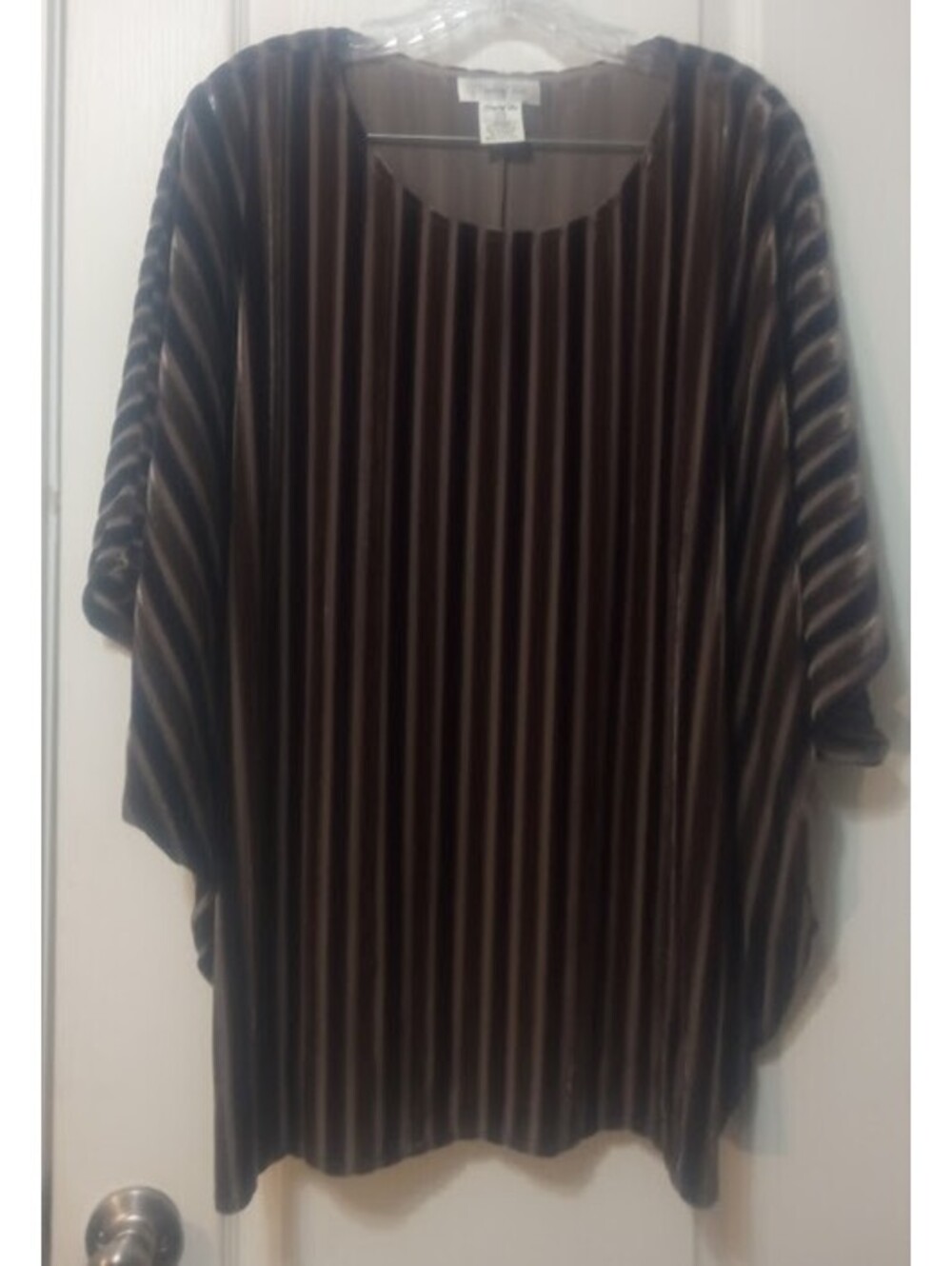 Brown Striped Velvet Cape Top — Paisleyvine, One Size
